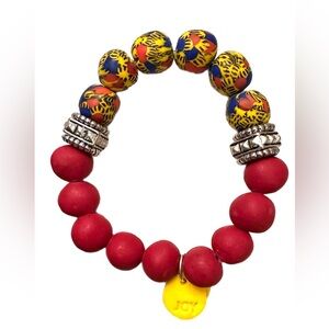 BRAND NEW ✨ Ghana glass beads and hand-rolled clay beaded bracelet.